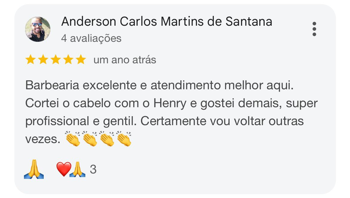 Avaliação 5 estrelas de Anderson Carlos Martins de Santana no Google